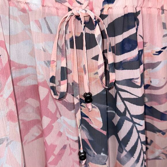 NWT Apana Tropical Miami Nights Pink Orange Palm Frond Cover Up Jumpsuit Size L - Picture 7 of 14